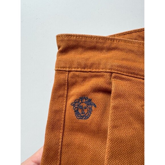 VERSACE Brown 100% Cotton Basketweave Twill Low Rise Skinny Jeans Pants, Size 30 - Picture 11 of 16